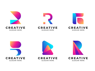 Abstract Gradient R Letter Modern Logo Collection