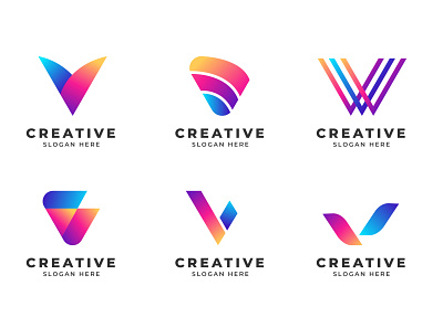 Abstract Gradient V Letter Modern Logo Collection branding logo v letter v letter logo v logo v logo design vector