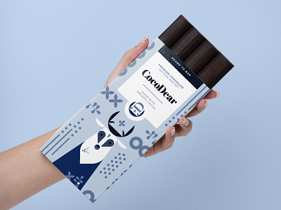 CocoDear Chocolate Soft Blue Packaging Design branding design graphic design illustration logo package packaging packaging design vector