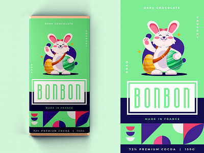 BonBon Chocolate Soft Green Packaging Design branding design graphic design illustration instagram post logo package packaging ux vector