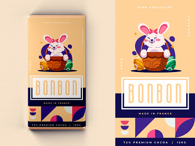 BonBon Chocolate Soft Yellow Packaging Design branding design graphic design illustration instagram post logo packaging vector