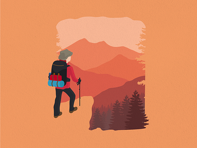 Mountain Hiking autumn colorful design graphic design hiking illustration landscape mountain vector view