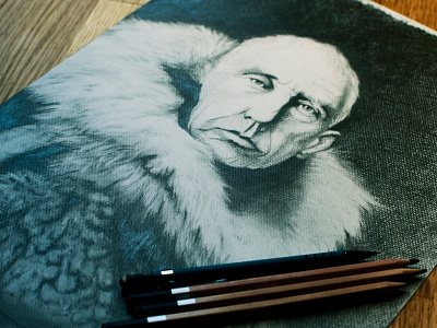 Pencil portrait of Roald Amundsen drawing pencils