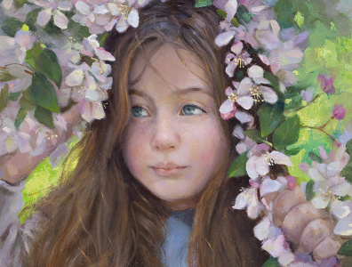 Melanie, Among the Flowers beauty children fine art oil painting portrait young adult
