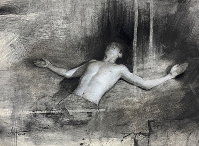 Study for Disposition chalk charcoal dark figurative illustration realism
