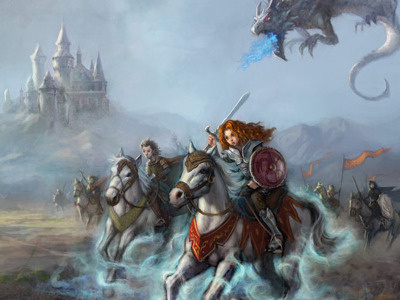Pendragon Book1cover book castle children cover cover art digital dragon fantasy horses illustration medieval painting young adult