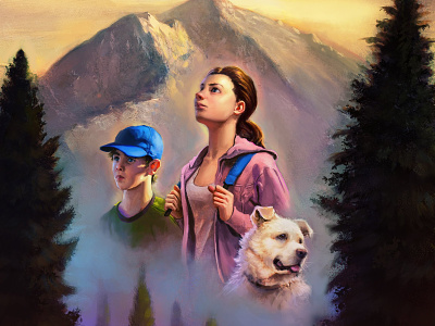 Blood Mountain adventure book cover children cover art digital dogs illustration oil painting young adult