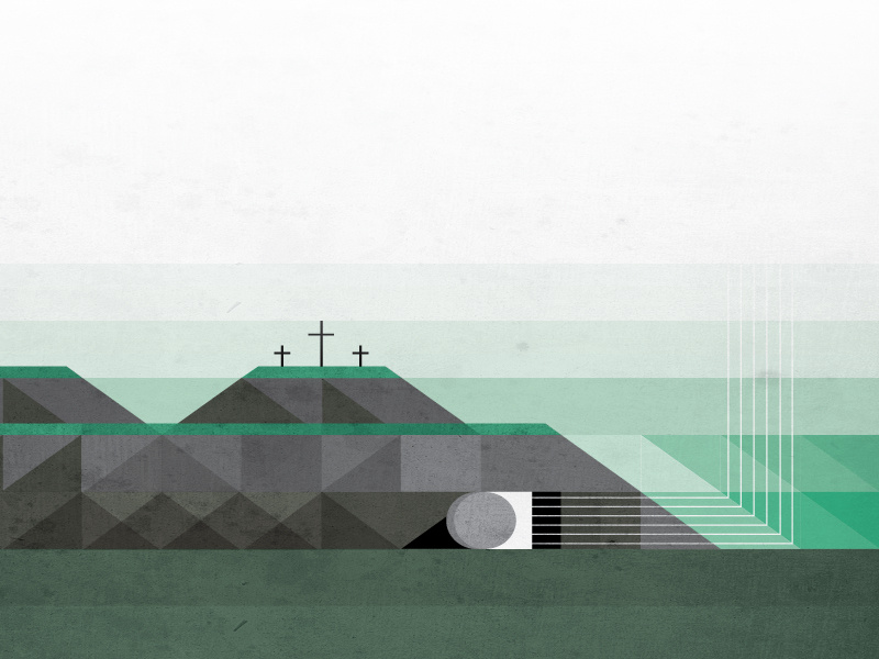 Easter easter jesus stone cross rolled away death conquered texture illustration