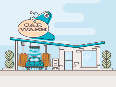 Carwash building car car wash illustration