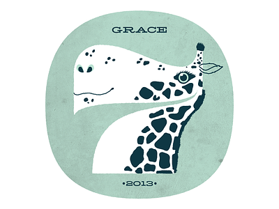 Number 7 for Grace 7 giraffe illustration kids numbers pompadour texture