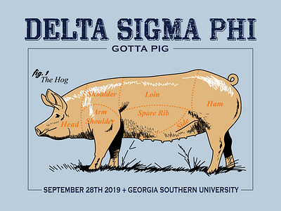 Delta Sigma Phi Gotta Pig Design college deltasigmaphi design ferternaity frat illustrator shirt sorority university vector