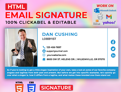 Html Eamil signature Design business business email contact contact message creative email custom email e mail e sign e signature e signatures email email design email signatures esign esignature gmail gmail signature html html email