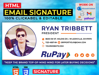 Html email signature design business business email contact message email email design email signatures esign gmail illustration logo