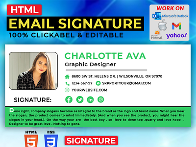 Html email signature design business business email company company email contact message creative email custom email e signature email signatures esign esignature gmail gmail signature signature template
