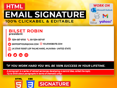 Html Email Signature Design business business email contact signature custom email e mail signature electronic signature email design esignature gmail signature html html contact html email html esignature html signature outlook signature signature stationery