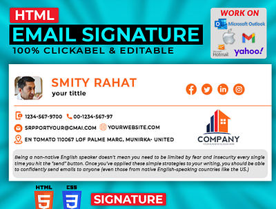 HTML Email Signature Design business business email contact signature custom email e mail signature electronic signature email design esignature gmail signature html html contact html email html esignature html signature outlook signature signature stationery