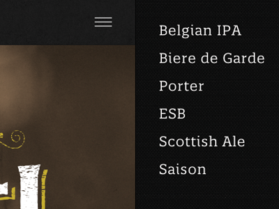 Site UI & Textures beer navigation textures ui ui design user experience user interface ux