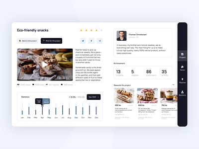 Food project on crowdfunding platform app design desktop food interface mining statistics ui