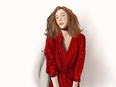 Lady in red art design drawing graphic illustraion painting procreate