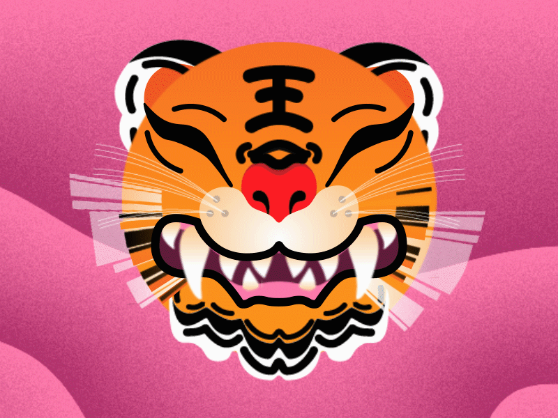 Tiger loop animation cartoon motion graphics tiger