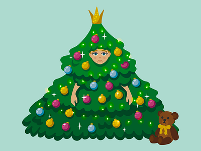 Midvinter christmas tree fan art illustration midsommar teddybear vector vector illustration