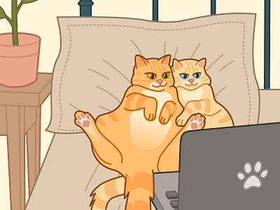 Catflix & chill cats cute illustration vector