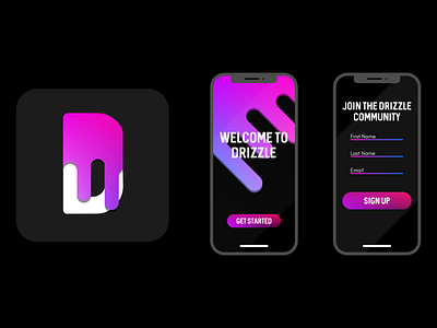 Drizzle App Sign Up app logo ui vector