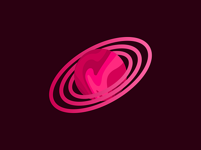 Planet design flat icon illustration pink vector