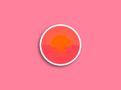 Yearly Remix 001 - Summer Sticker design flat icon illustration pink sunset vector