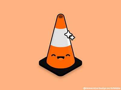 World Famous Traffic Cone behzinga cone design flat heart icon illustration orange sticker traffic cone vector