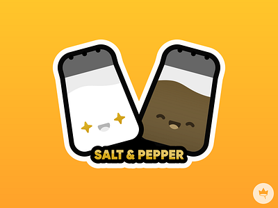 Salt & Pepper besties design flat food icon illustration orange pepper salt smile sticker vector yellow