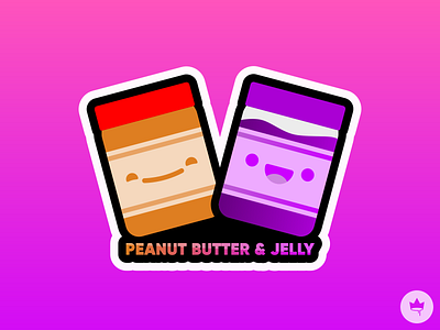 PB & J best friends branding brown design flat icon illustration jelly peanut butter purple sticker vector