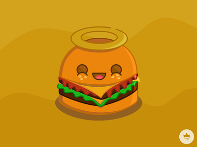 Heavenly Hamburger cheeseburger design flat gold halo hamburger icon illustration sticker vector yellow