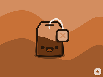 Tea Time :) brown design flat icon illustration monochromatic smile sticker tea bag vector