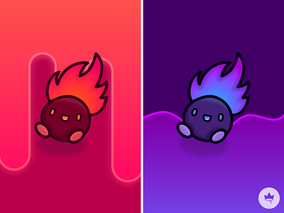 Molten Oddish blue concept design fire flat icon illustration molten oddish orange pink pokemon purple shiny smile sticker vector