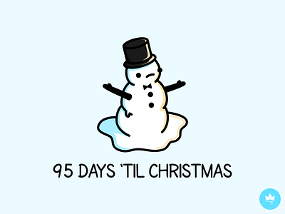 95 Days 'Til Christmas black blue design fancy flat icon illustration sad snow snowman sticker summer top hat vector white winter