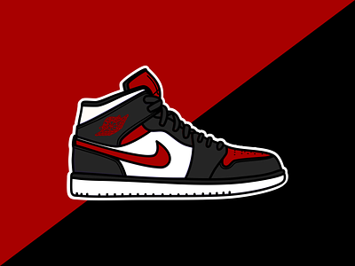 Fire Red Jordans! air jordan black bred design fire flat icon illustration immersive inkscape red sticker vector