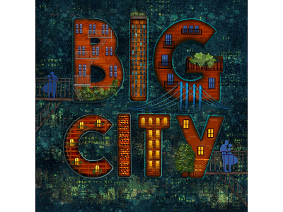 Big City creative design illustration lettering texture type