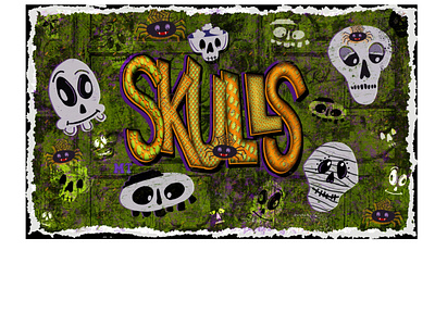 Skulls Working on fright-fall 2021 art challenge creative design halloween illustration lettering skulls texture