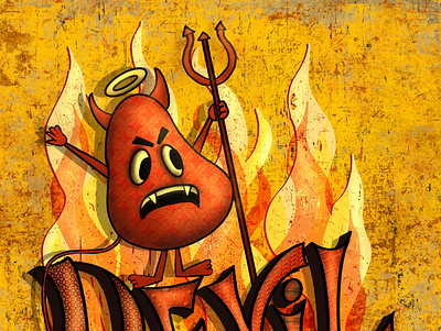Devil devil digital painting fire halloween illustration lettering texture