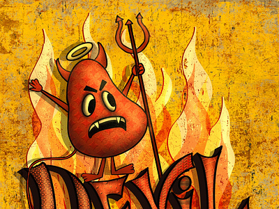 Devil devil digital painting fire halloween illustration lettering texture