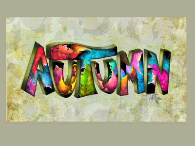 Autumn autumn creative digital painting illustration leaves lettering procreate texture type