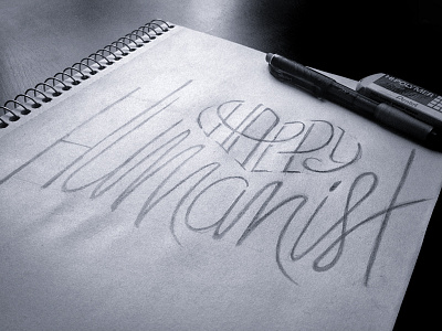 Happy Humanist Lettering blue concept contrast gritty grungy hand drawn happy humanist imperfect lettering sketch text white words
