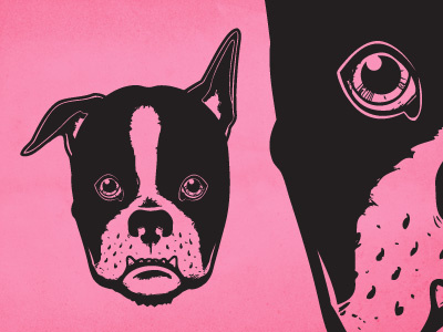 Boxer Illustration black boxer character dog drawing floating head hand drawn illustration illustrator line pen pink