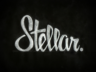 Stellar Round 2 black custom hand drawn lettering logo marker pencil script stellar text texture white word mark