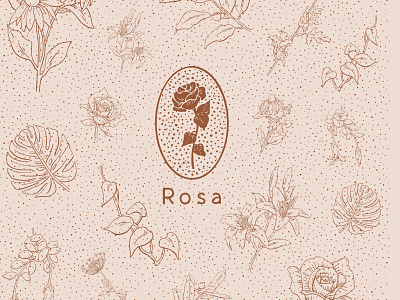 Rosa Cafe design drawing floral illustration logo product design