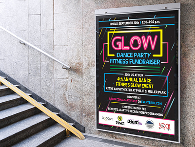 Glow Dance Party Fitness Fundraiser branding design typography