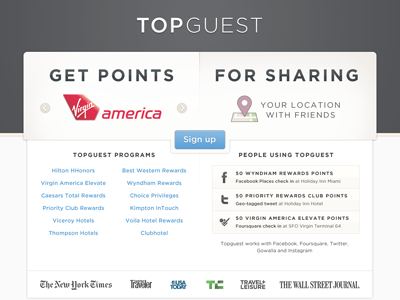 Topguest Home - iteration 4 home homepage index iteration loyalty points rewards topguest