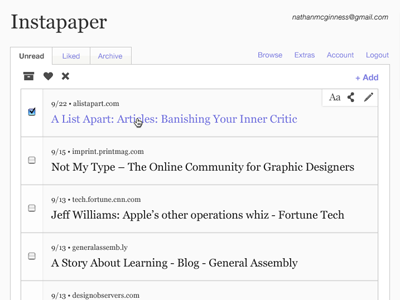 Instapaper2 app application instapaper redesign