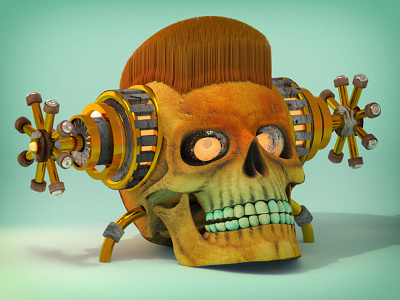 Skull Machine? 3d 3d art 3d artist cinema4d colors design modeling modern render skulls